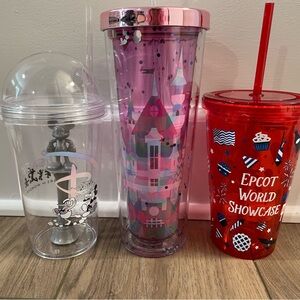 Lot of 6 Disney Castle Mickey & Friends  Tumbler Set